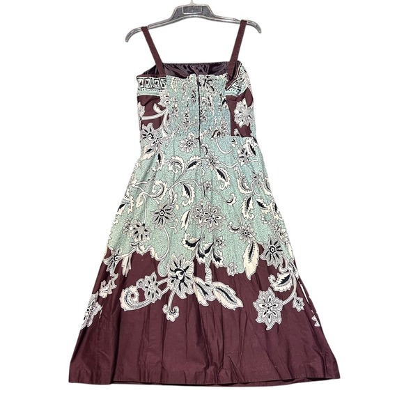 Madison Leigh Sundress Womens 8 Brown Paisley FLoral Midi Casual Boho Cottage - Picture 3 of 16